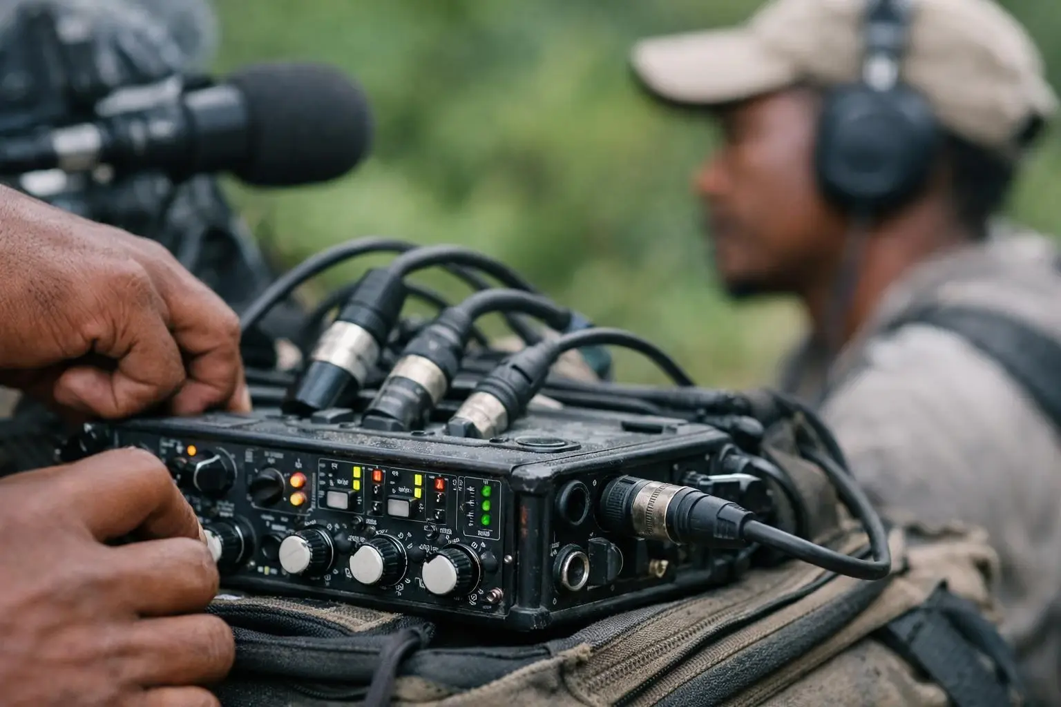 Field mixer in Film production Madagascar: A field mixer is a small audio box. It mixes and records—visual guide