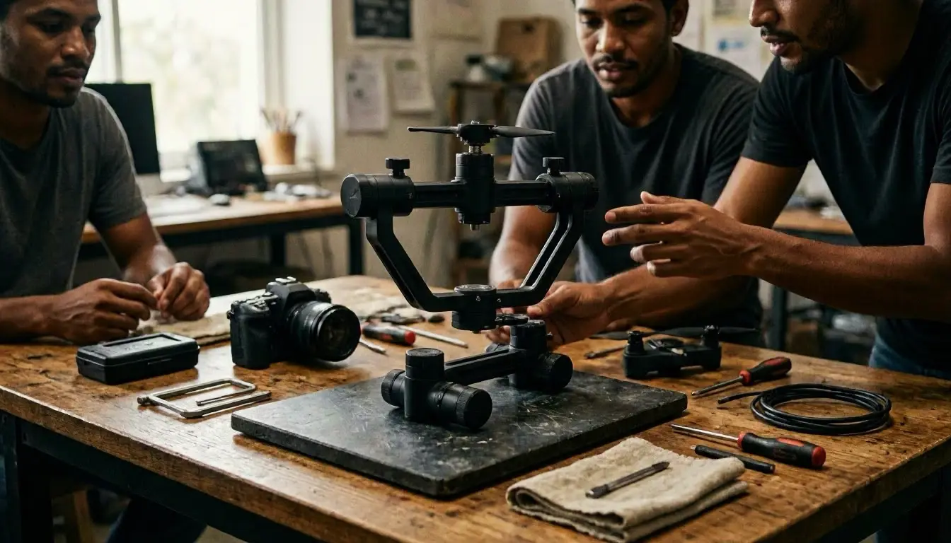 Gimbal in Film production Madagascar: Gimbal is a motorized mechanical device designed to stabilize cameras, drones. Or—vi...